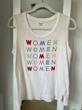 Madewell White Tank with Multicolor 'WOMEN' Graphic